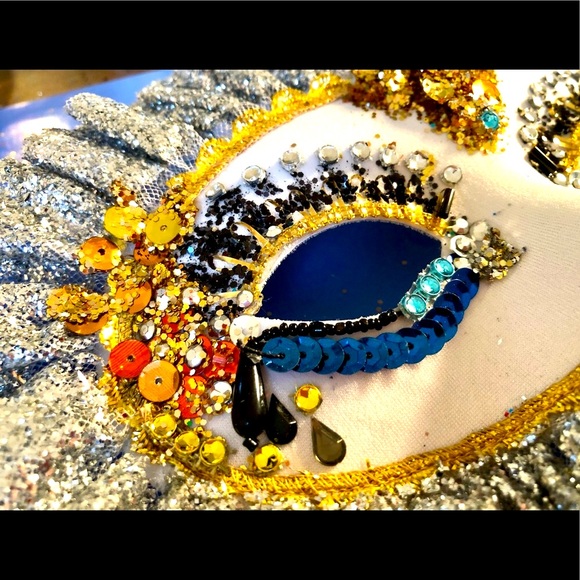 Mask Beaded eye mask Mardi Gras Costume carnival Artisan embellished OS - Picture 4 of 15